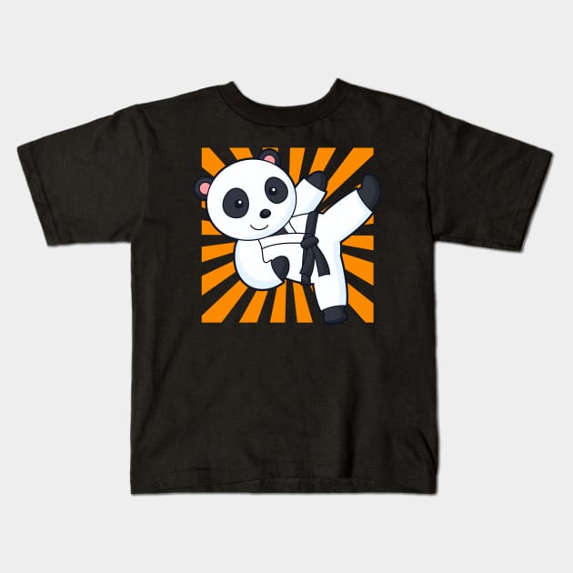 Karate Panda Funny Martial Arts Animal Children Kids T-Shirt by Foxxy Merch